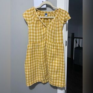 Old Navy Yellow and White Ruched Sundress